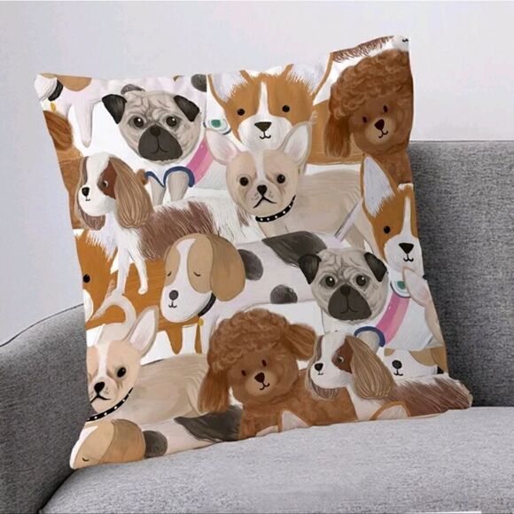 Dog Print Zippered Pillowcase for Accent Pillow 17.7" - Picture 6 of 6